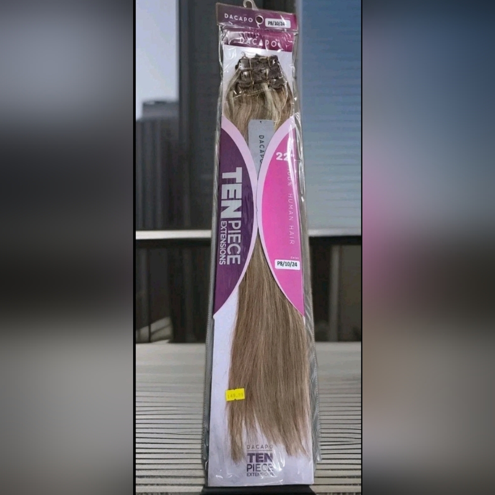 DACAPO 22” 100% Human Hair Clip-In Extensions 10pc Set Clr P8/10/24 Blend